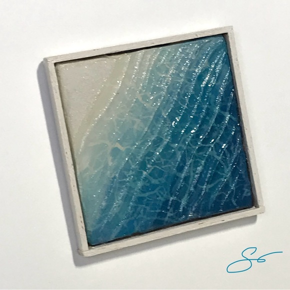 Original Mixed Media Beach Painting + Frame (Miniature) - Picture 3 of 4